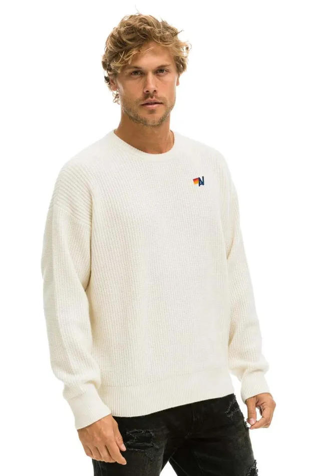 Men Sweatshirts Aviator Nation Vintage Cabin Unisex Cashmere Sweater 8211 Vintage White