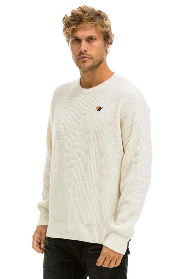 Men Sweatshirts Aviator Nation Vintage Cabin Unisex Cashmere Sweater 8211 Vintage White