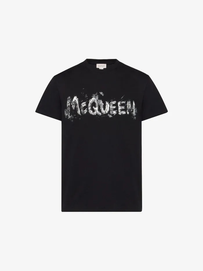 Men TShirts And Sweatshirts Alexander McQueen Mcqueen Graffiti TShirt Blackgrey Men TShirts And Sweatshirts Alexander McQueen Mcqueen Graffiti TShirt Blackgrey