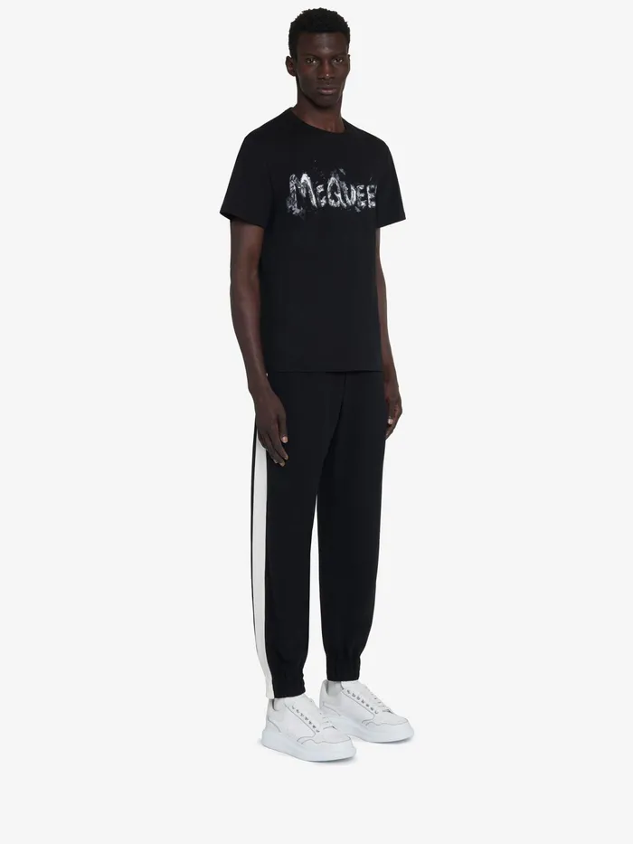 Men TShirts And Sweatshirts Alexander McQueen Mcqueen Graffiti TShirt Blackgrey