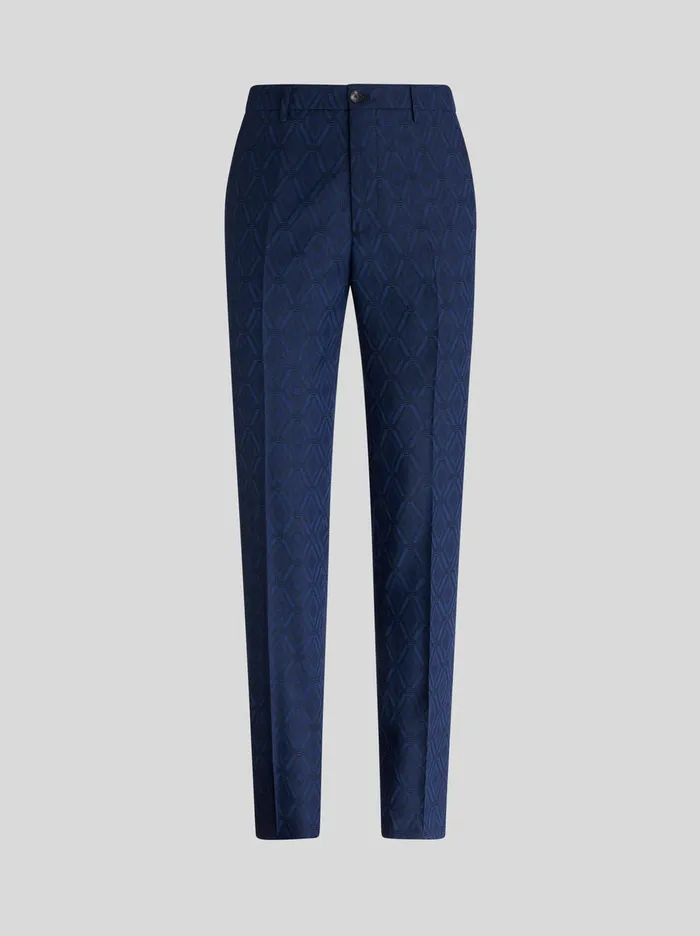 Men Tailored Virgin Wool Jacquard Trousers Etro Suits