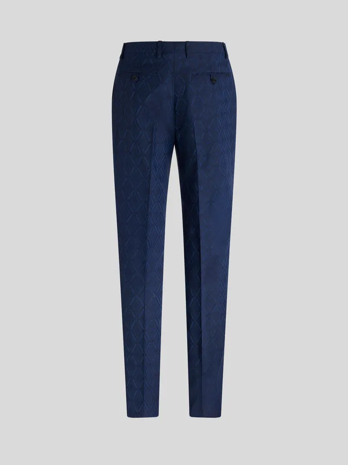 Men Tailored Virgin Wool Jacquard Trousers Etro Suits