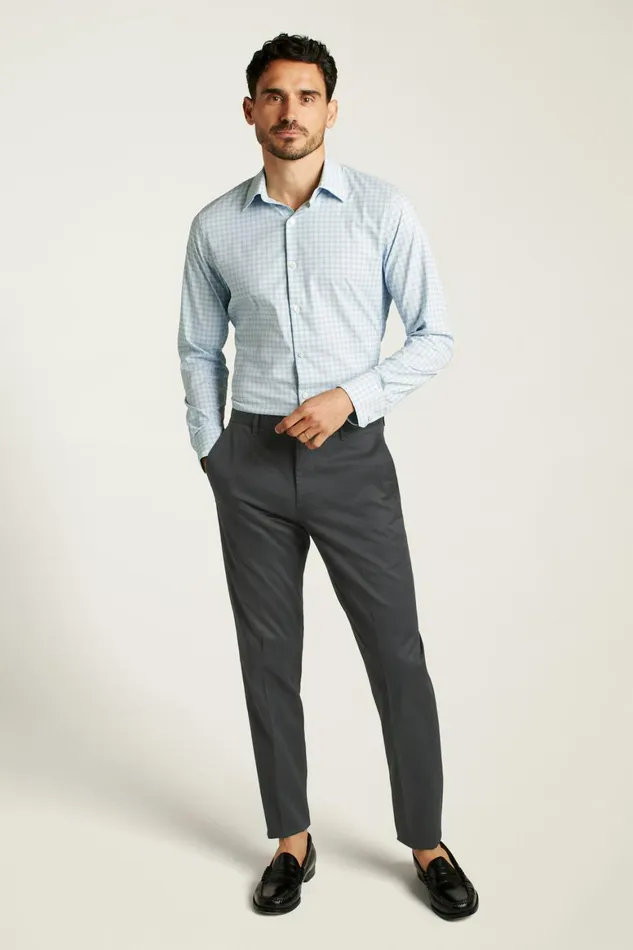 Men Tech Button Down Shirt Blue Bander Plaid Bonobos Casual Shirts