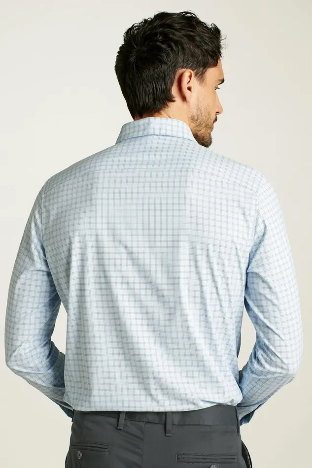 Men Tech Button Down Shirt Blue Bander Plaid Bonobos Casual Shirts