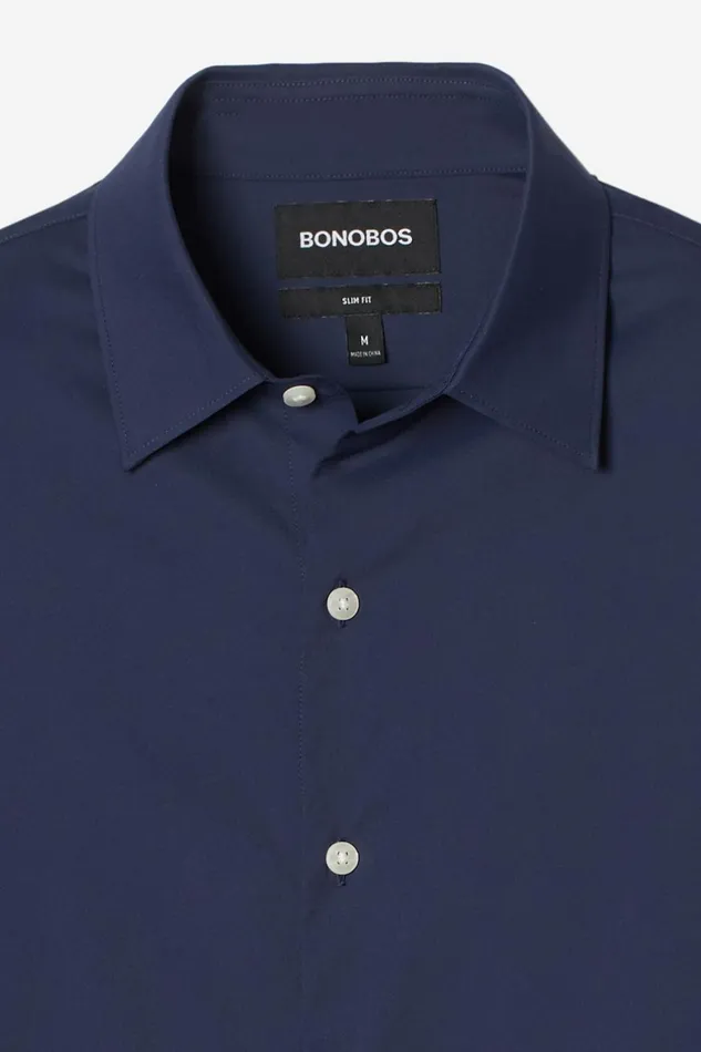 Men Tech Button Down Shirt Extended Sizes Solid Navy Bonobos Business Casual Shirts