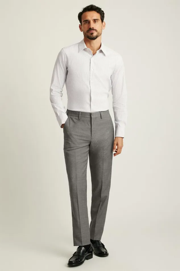 Men Tech Button Down Shirt Light Grey Mini Gingham Bonobos Casual Shirts