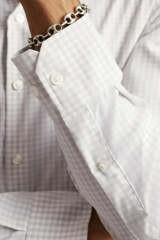 Men Tech Button Down Shirt Light Grey Mini Gingham Bonobos Casual Shirts