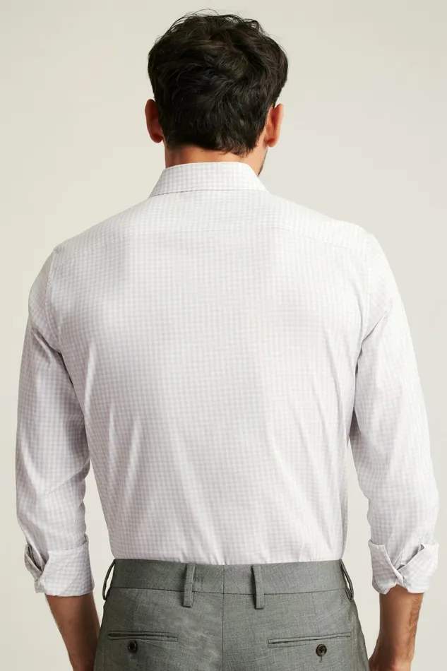 Men Tech Button Down Shirt Light Grey Mini Gingham Bonobos Casual Shirts