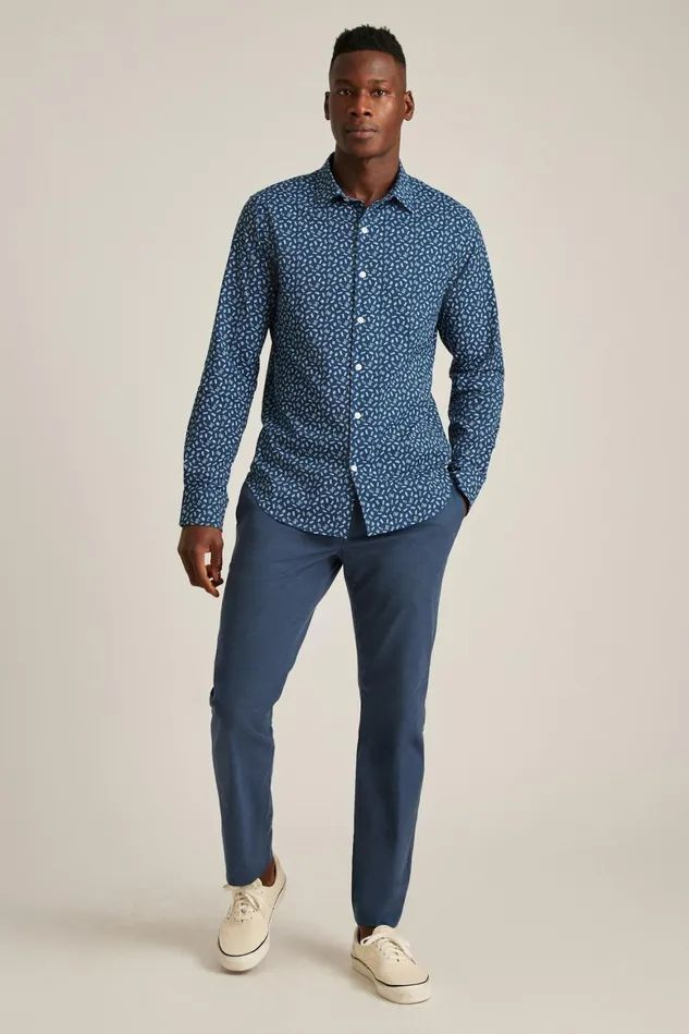 Men Tech Button Down Shirt Navy Pasta Party Bonobos Casual Shirts