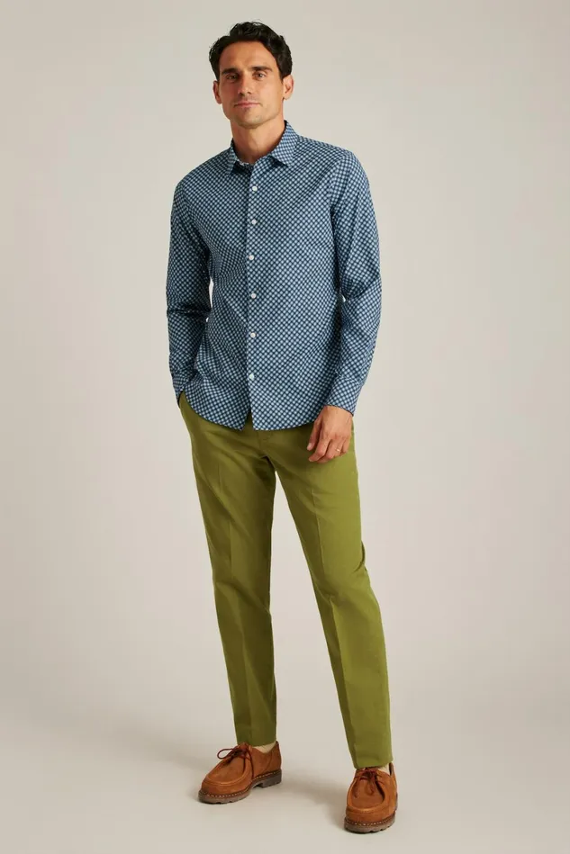 Men Tech Button Down Shirt Navy Sunflower Geo Bonobos Casual Shirts
