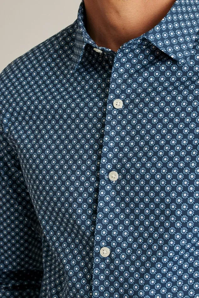 Men Tech Button Down Shirt Navy Sunflower Geo Bonobos Casual Shirts