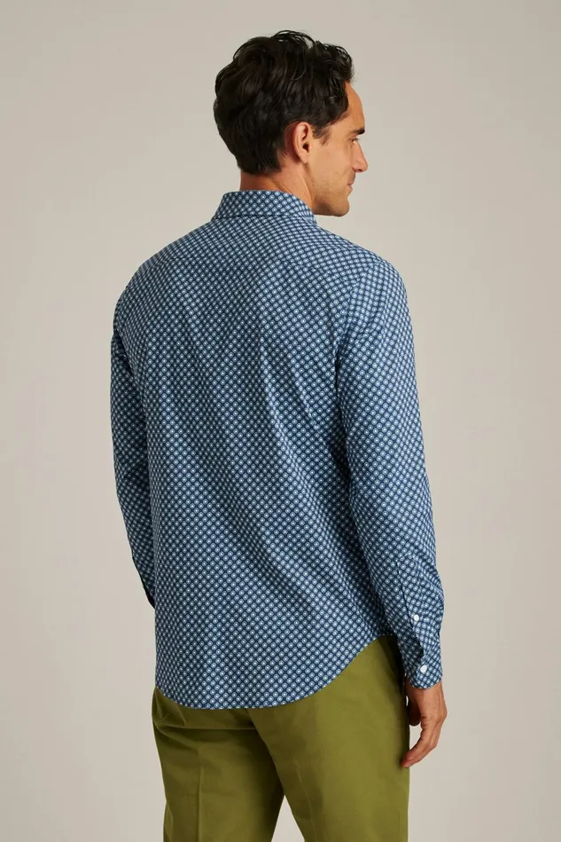 Men Tech Button Down Shirt Navy Sunflower Geo Bonobos Casual Shirts