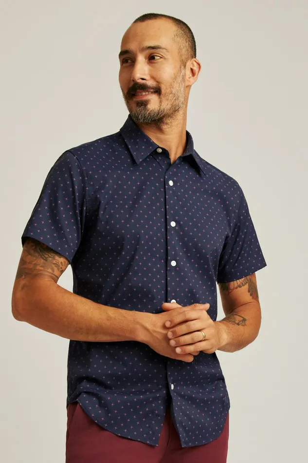Men Tech Short Sleeve Shirt Navy Star Fire Geo Bonobos Short Sleeve Shirts