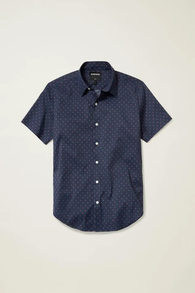 Men Tech Short Sleeve Shirt Navy Star Fire Geo Bonobos Short Sleeve Shirts