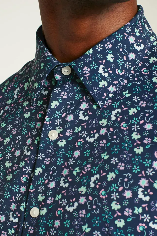 Men Tech Short Sleeve Shirt Navy Weekend Floral Bonobos Short Sleeve Shirts