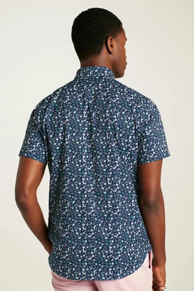 Men Tech Short Sleeve Shirt Navy Weekend Floral Bonobos Short Sleeve Shirts