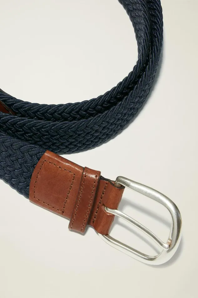Men The Clubhouse Stretch Belt Navy With Brown Bonobos Golf Belts Hats and Accessories