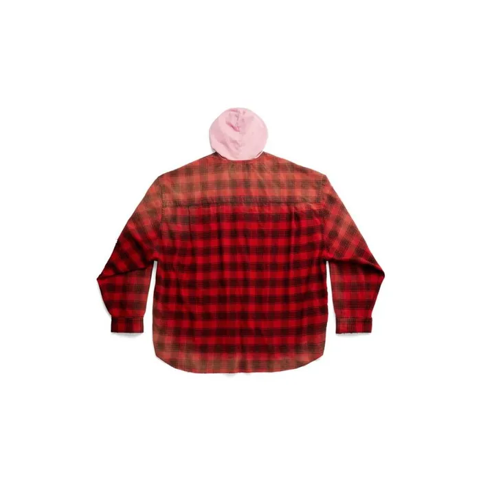 Men Tops and Shirts Balenciaga Balenciaga Hooded Shirt Oversized In Red
