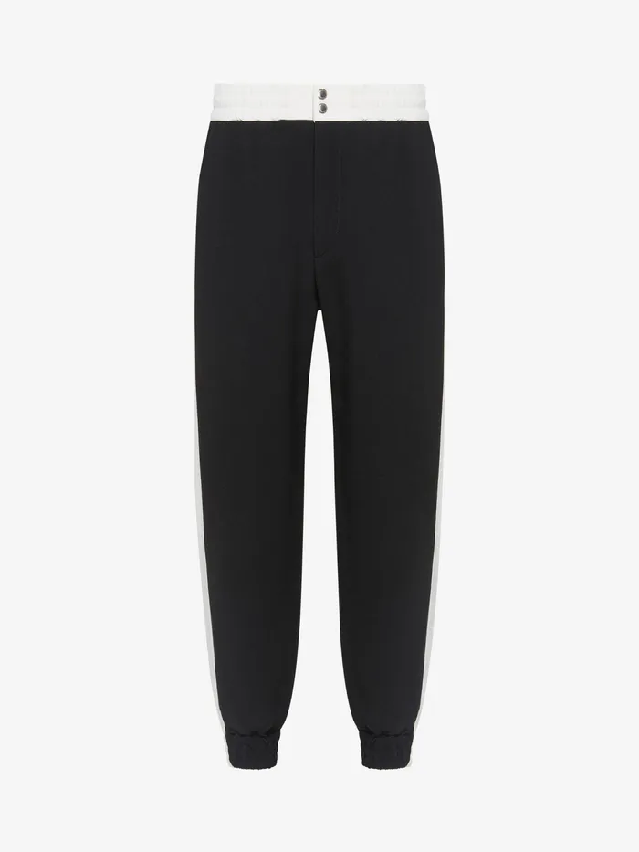 Men Trousers Alexander McQueen Contrasting Side Stripe Joggers Blackivory