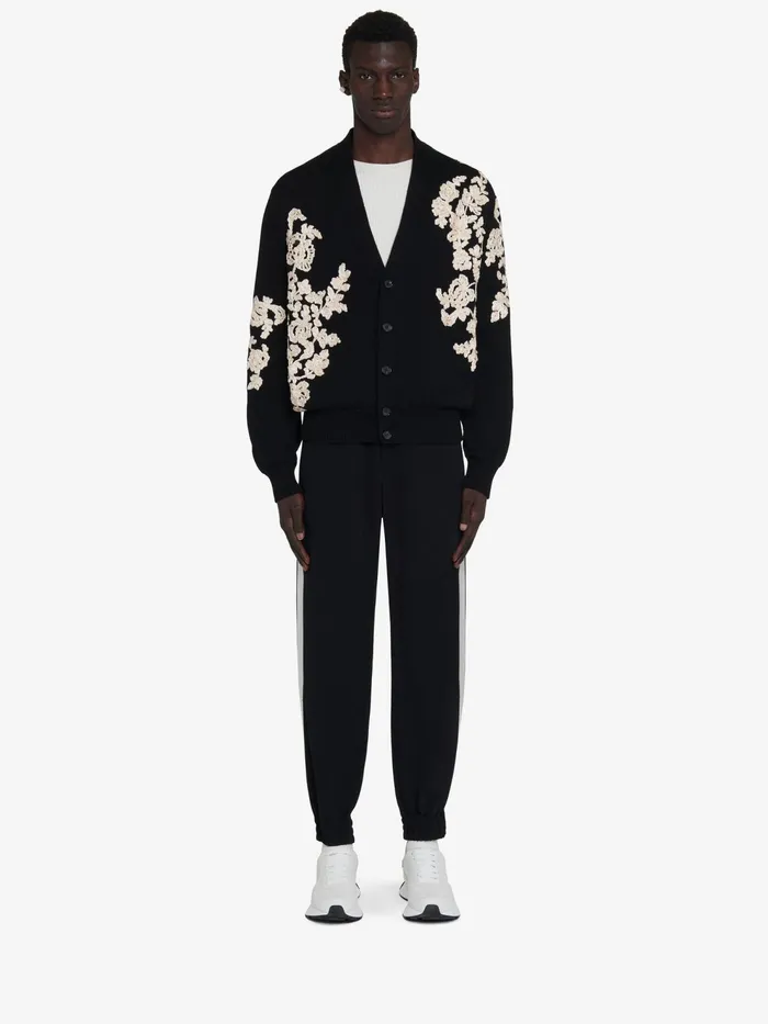 Men Trousers Alexander McQueen Contrasting Side Stripe Joggers Blackivory