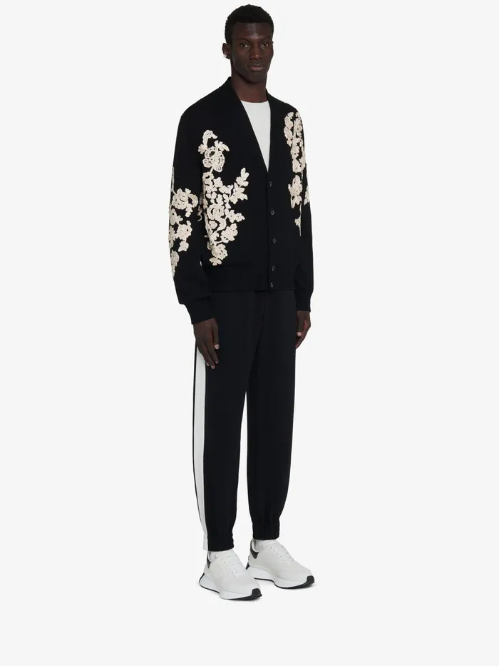 Men Trousers Alexander McQueen Contrasting Side Stripe Joggers Blackivory