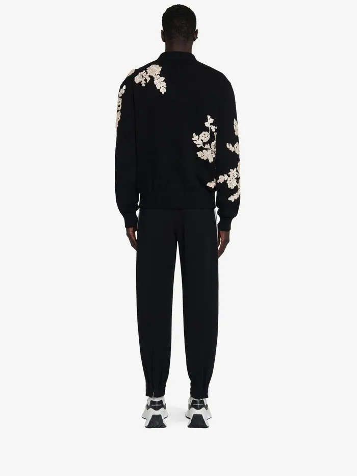 Men Trousers Alexander McQueen Contrasting Side Stripe Joggers Blackivory