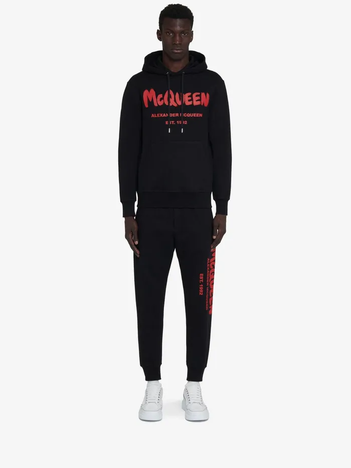 Men Trousers Alexander McQueen Mcqueen Graffiti Joggers Black