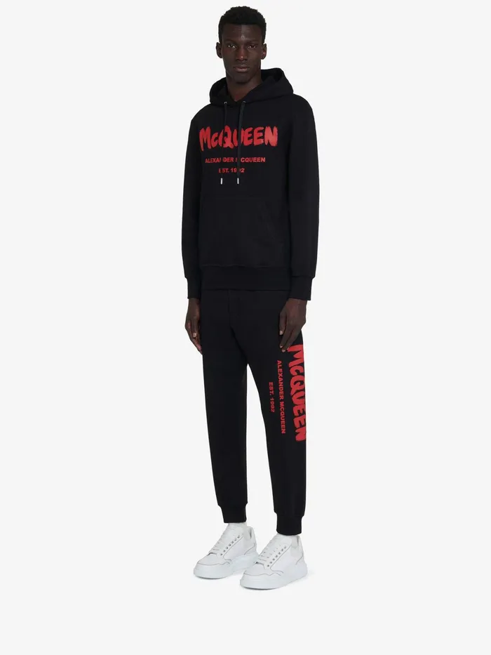 Men Trousers Alexander McQueen Mcqueen Graffiti Joggers Black