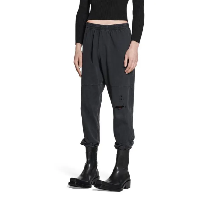 Men Trousers Balenciaga 3b Sports Icon Loose Leggings In Black Faded