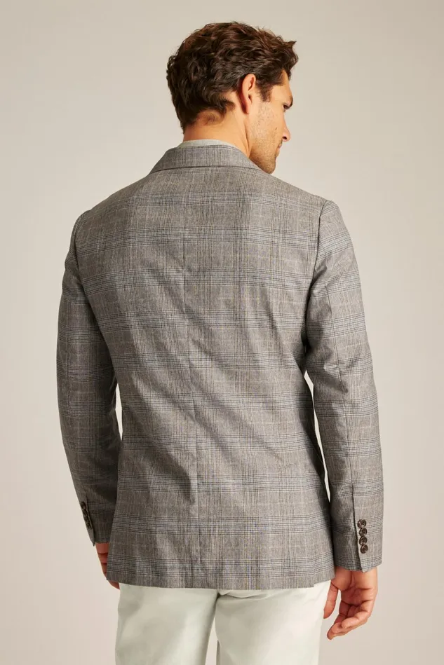 Men Unconstructed Italian Blazer Chocolate Blue Plaid Bonobos Blazers and Sport Coats