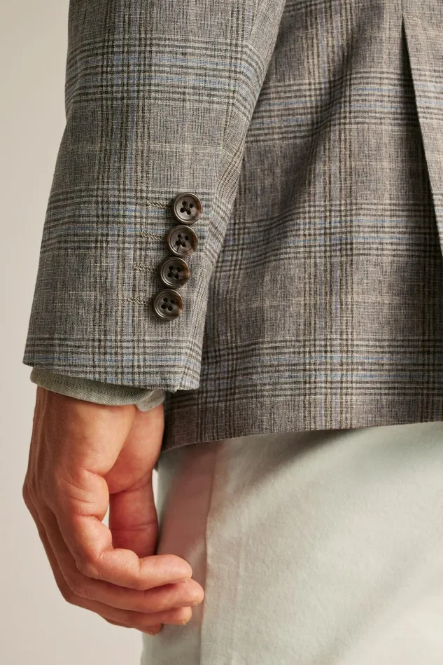 Men Unconstructed Italian Blazer Chocolate Blue Plaid Bonobos Blazers and Sport Coats