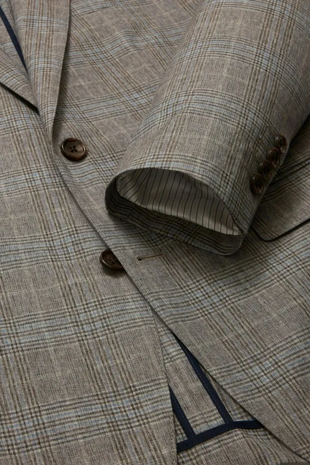 Men Unconstructed Italian Blazer Chocolate Blue Plaid Bonobos Blazers and Sport Coats