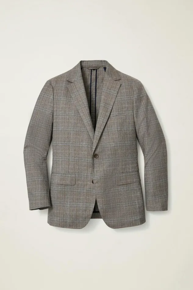 Men Unconstructed Italian Blazer Chocolate Blue Plaid Bonobos Blazers and Sport Coats