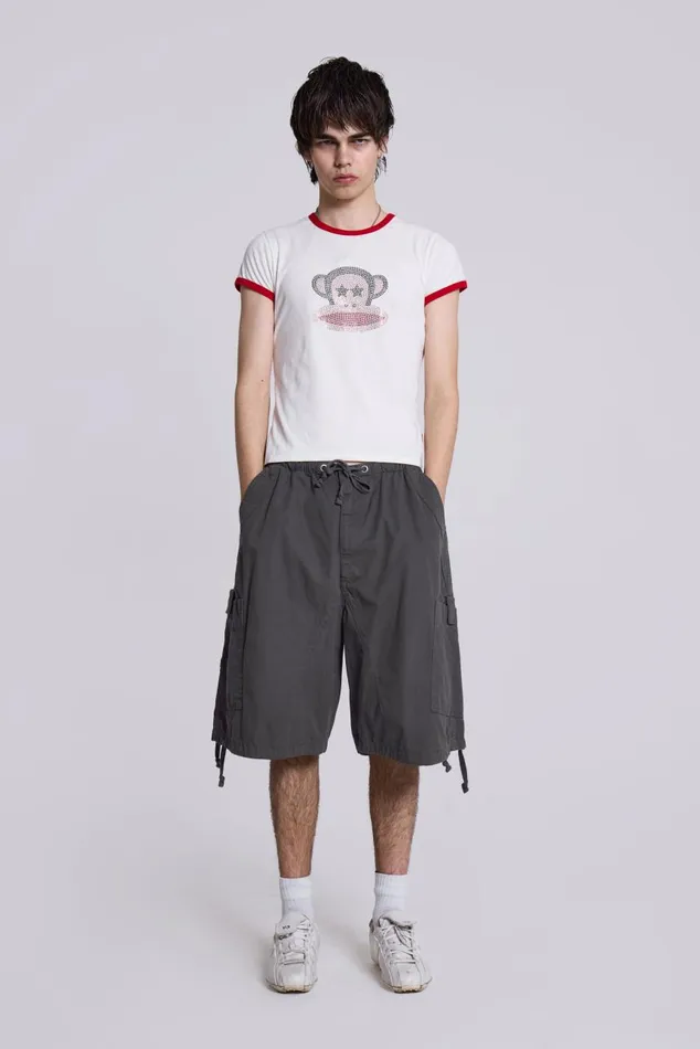 Men Vintage Grey Oversized Cargo Shorts Jaded London Shorts and Jorts