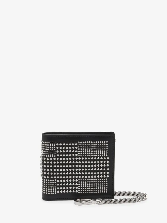 Men Wallets And Cardholders Alexander McQueen Studded Billfold Wallet With Chain Black Men Wallets And Cardholders Alexander McQueen Studded Billfold Wallet With Chain Black