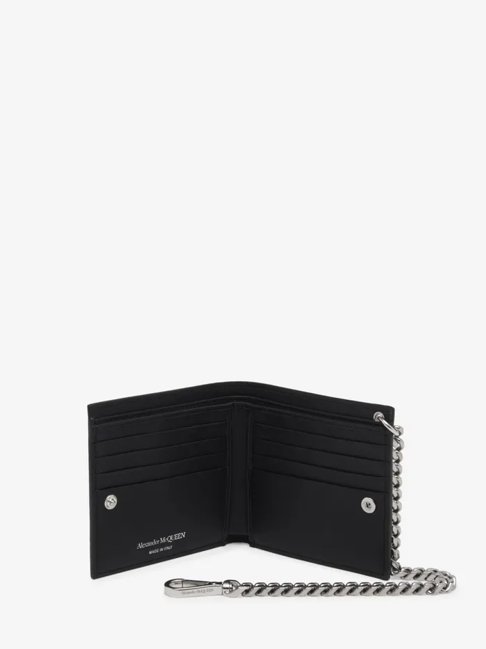 Men Wallets And Cardholders Alexander McQueen Studded Billfold Wallet With Chain Black