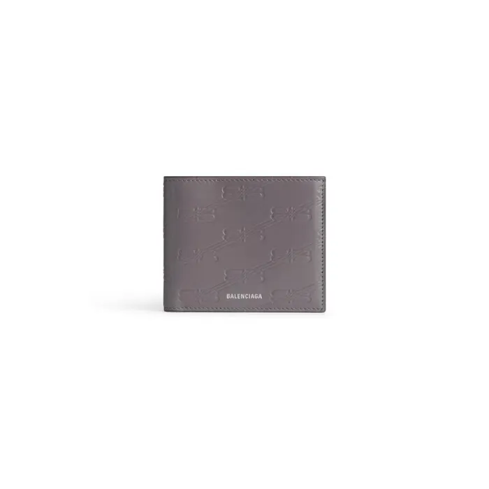 Men Wallets Balenciaga Embossed Monogram Square Folded Wallet Box In Dark Grey Men Wallets Balenciaga Embossed Monogram Square Folded Wallet Box In Dark Grey