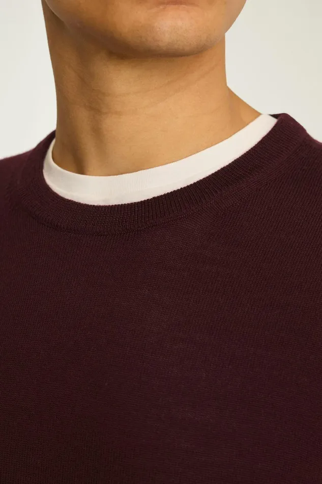 Men Washable Merino Crew Neck Sweater Maroon Bonobos Crew and VNeck Sweaters