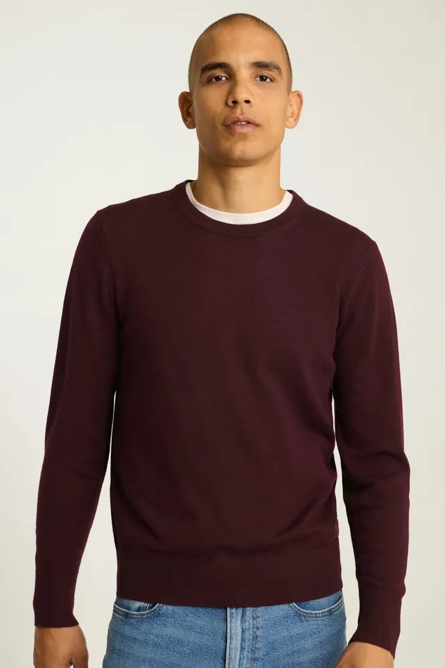 Men Washable Merino Crew Neck Sweater Maroon Bonobos Crew and VNeck Sweaters