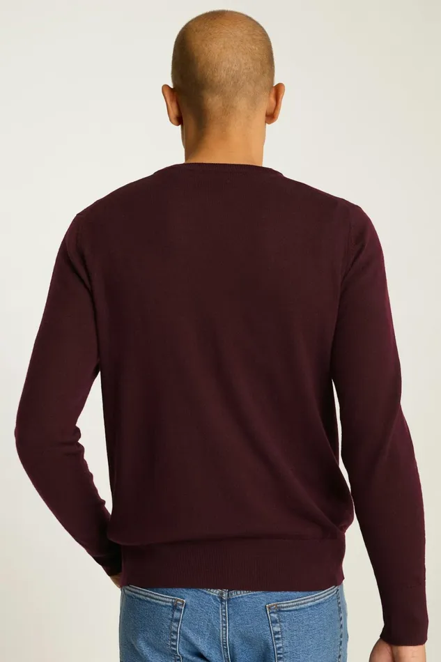 Men Washable Merino Crew Neck Sweater Maroon Bonobos Crew and VNeck Sweaters