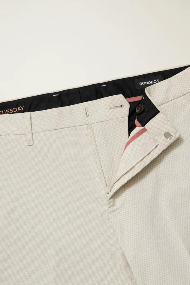 Men Weekday Warrior Dress Pants Tuesday Stone Beige Micro Houndstooth Bonobos Dress Pants