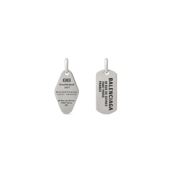 MenWomen Earrings Balenciaga Tags Earrings In Antique Silver