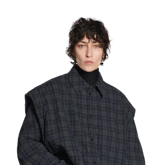 MenWomen Tops and Shirts Balenciaga Detachable Sleeves Shirt Large Fit In Grey