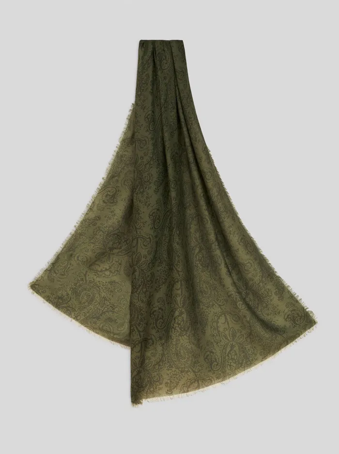 Men Wool Cashmere And Silk Scarf Etro Scarves