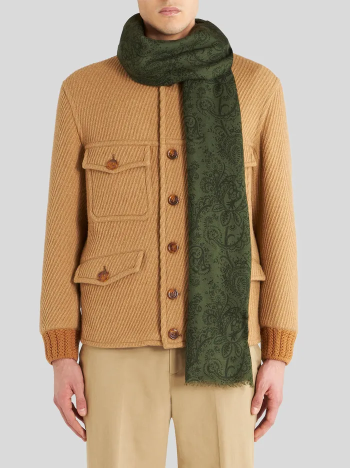 Men Wool Cashmere And Silk Scarf Etro Scarves