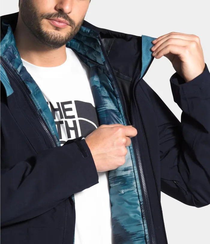 Mens ThermoBall Eco Triclimate Jacket Aviator Navymallard Blue Abstract Ikat Print The North Face 3In1