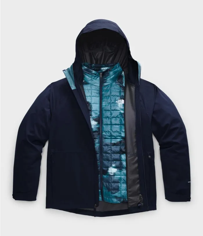 Mens ThermoBall Eco Triclimate Jacket Aviator Navymallard Blue Abstract Ikat Print The North Face 3In1