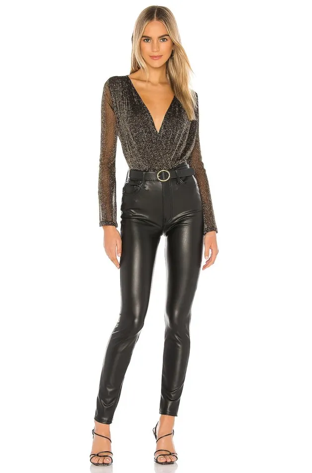 Micah Bodysuit Black and Gold Women Lovers and Friends Tops