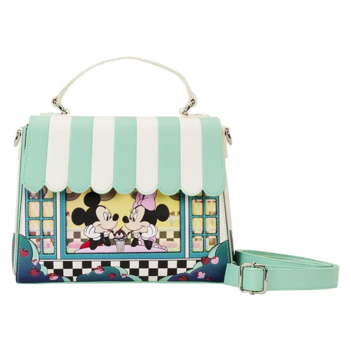 Mickey and Minnie Date Night Diner Crossbody Bag Unisex Loungefly Crossbody Bags Mickey and Minnie Date Night Diner Crossbody Bag Unisex Loungefly Crossbody Bags