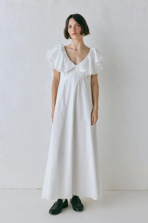 MidiMaxi Dresses Women VRG GRL Party Nights Frill Midi Dress White